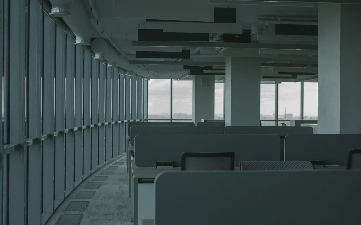 Empty open plan office interior ready for redecoration